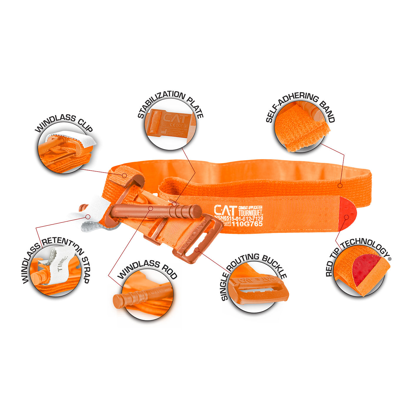 C-A-T (Combat Application Tourniquet), Black / Orange