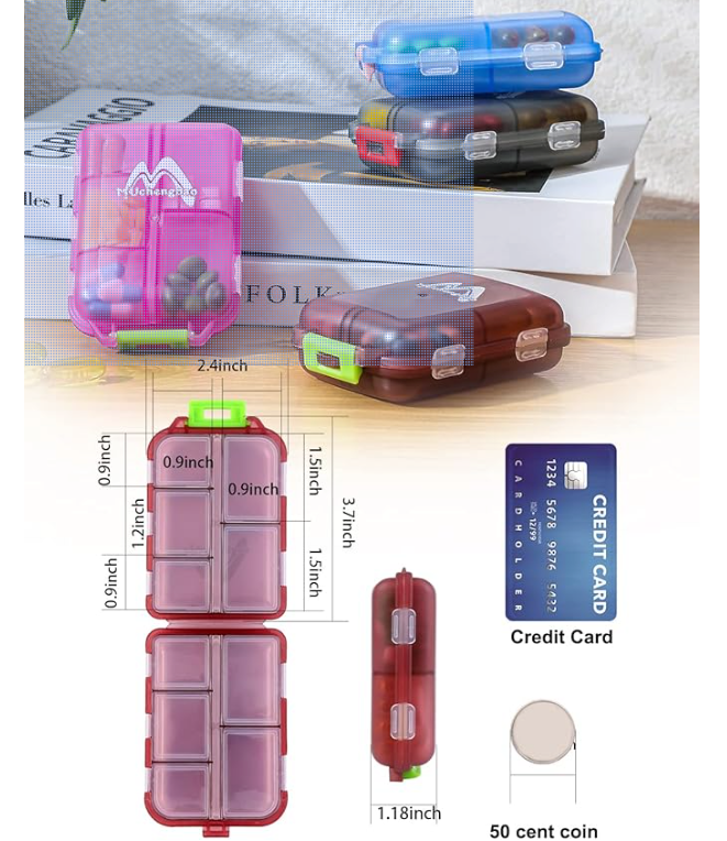 Portable (10 compartment) Pill Organizer