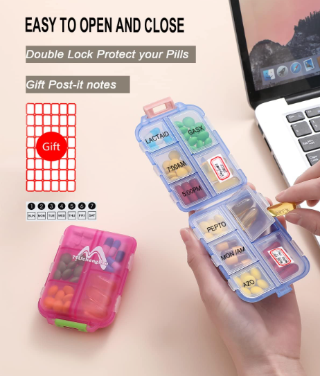 Portable (10 compartment) Pill Organizer