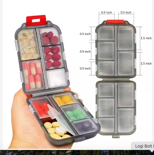 Portable (10 compartment) Pill Organizer