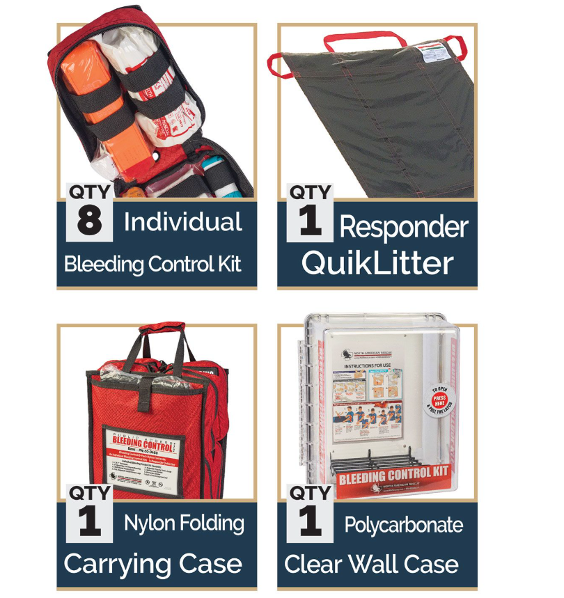Life-Saving Bleeding Control Station | 8 Complete Kits + QuikLitter™