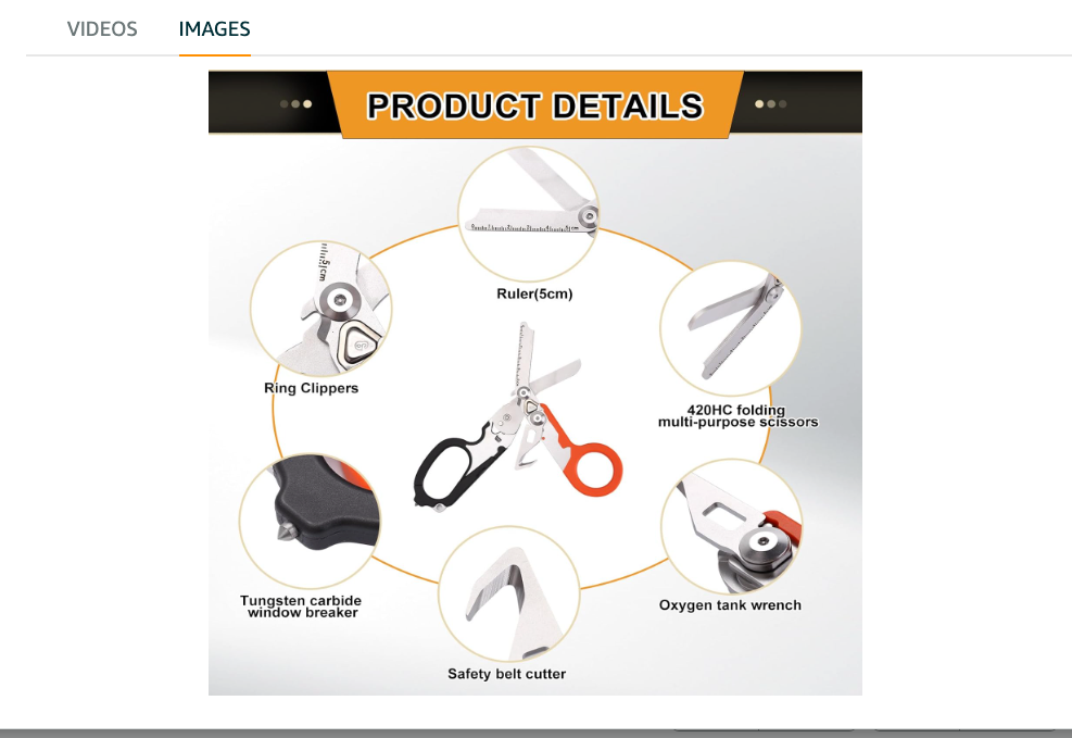 Trauma Shears, 6 in 1 Foldable Emergency Response Scissors,Stainless Steel Collapsible Scissors Pliers